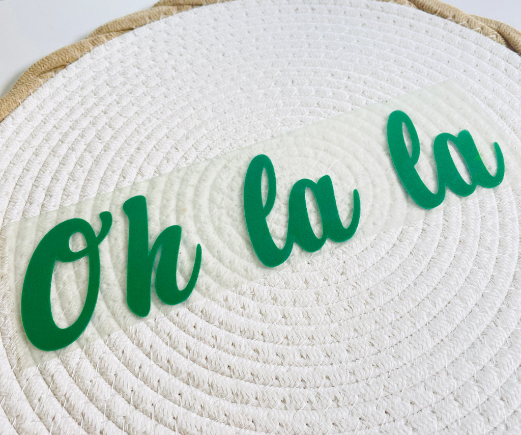 Patch - Flock „ oh la la „ iron on 7 x 25 cm * Eigendesign & Eigenproduktion