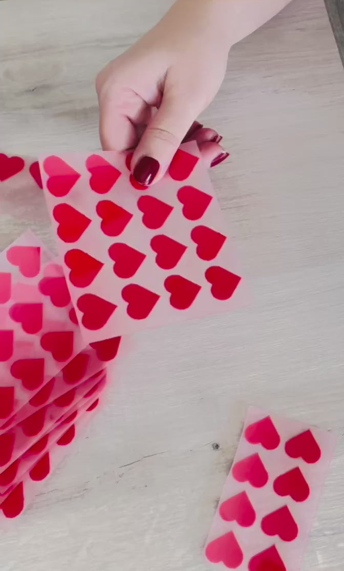 Flock- Patch - 12 kleine Herzchen in ROT oder PINK. Perfekt für ein Echtes Unikat! Werde dein eigener Designer und zaubere einzigartige Unikate!